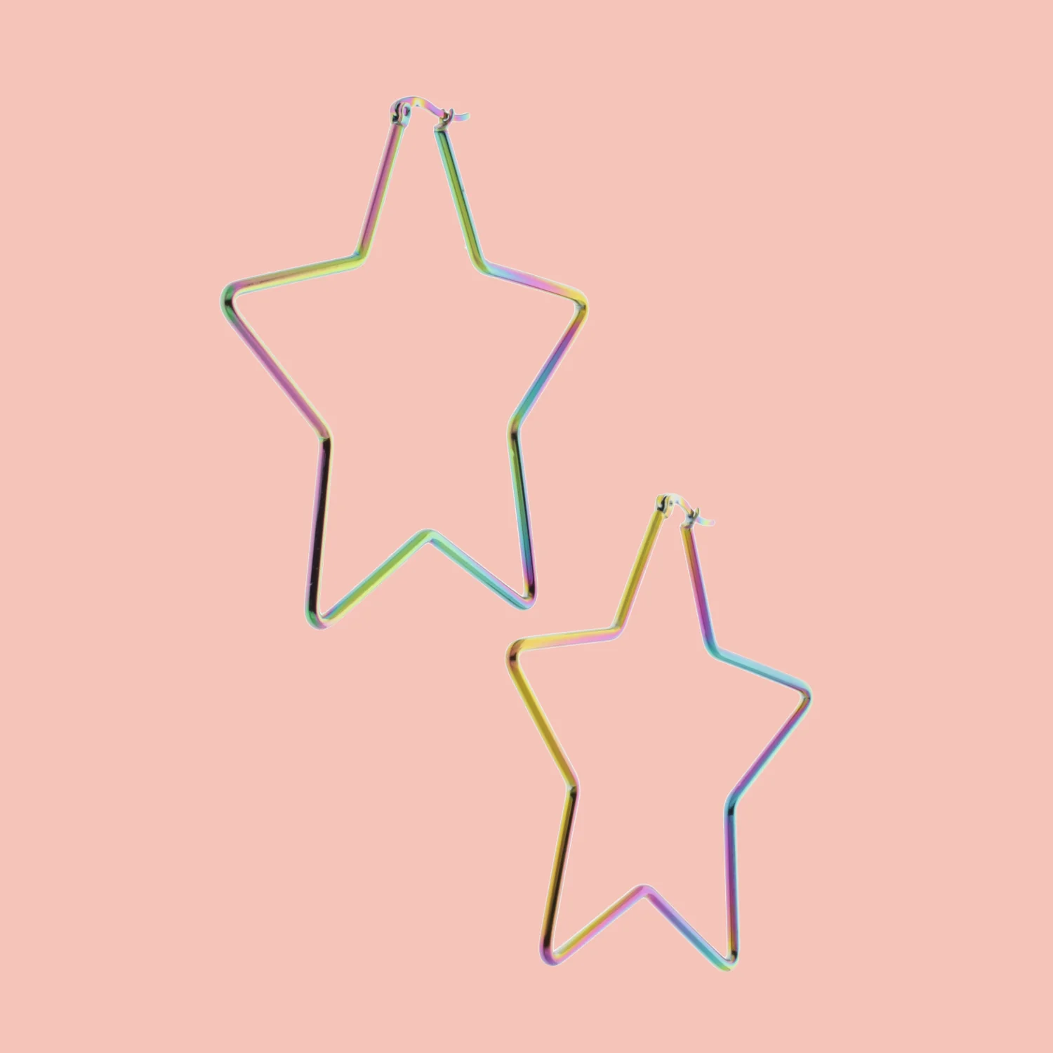 Ultra Mega Super Star Hoop Earrings (Rainbow)