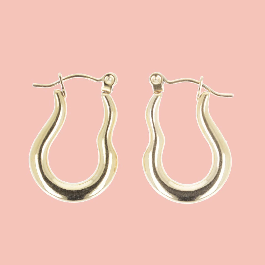 Wavy Baby Hoop Earrings (Gold Plated)