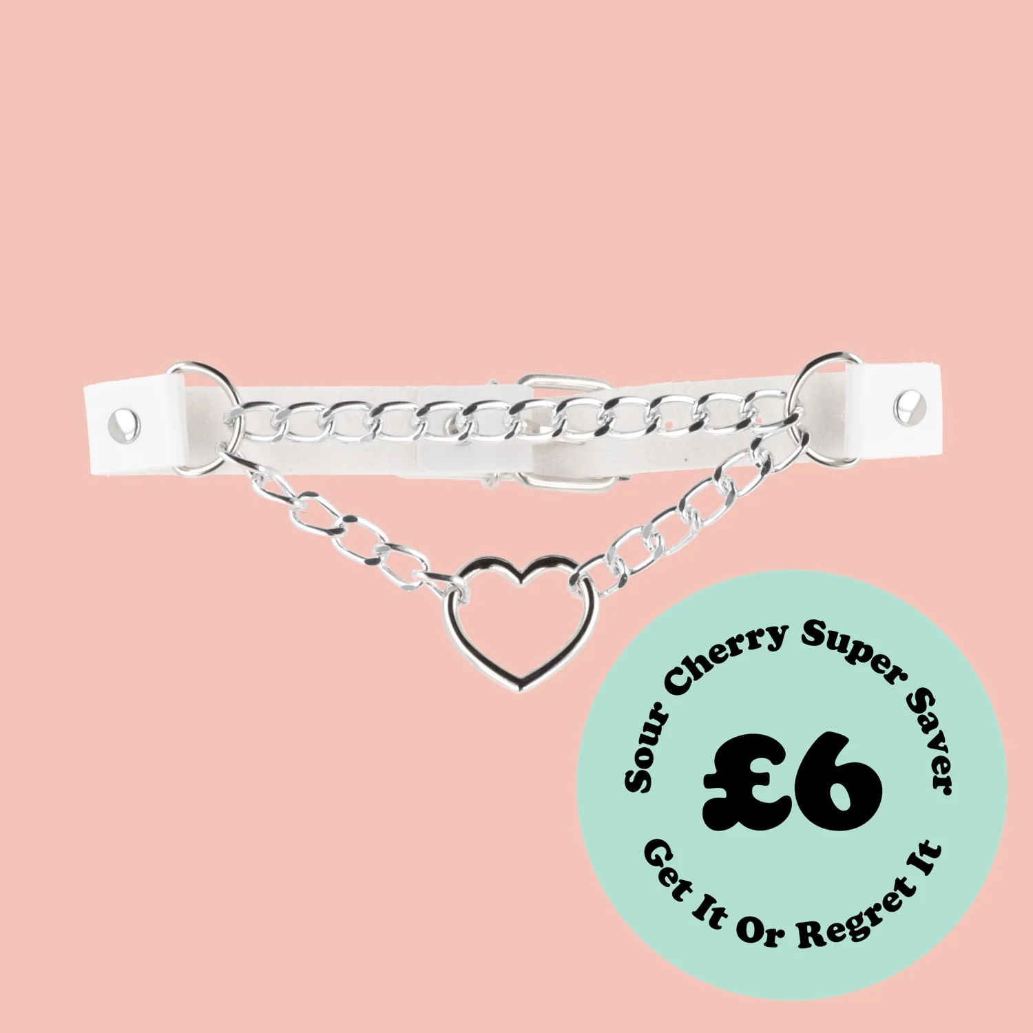 White Double Chain Heart Choker