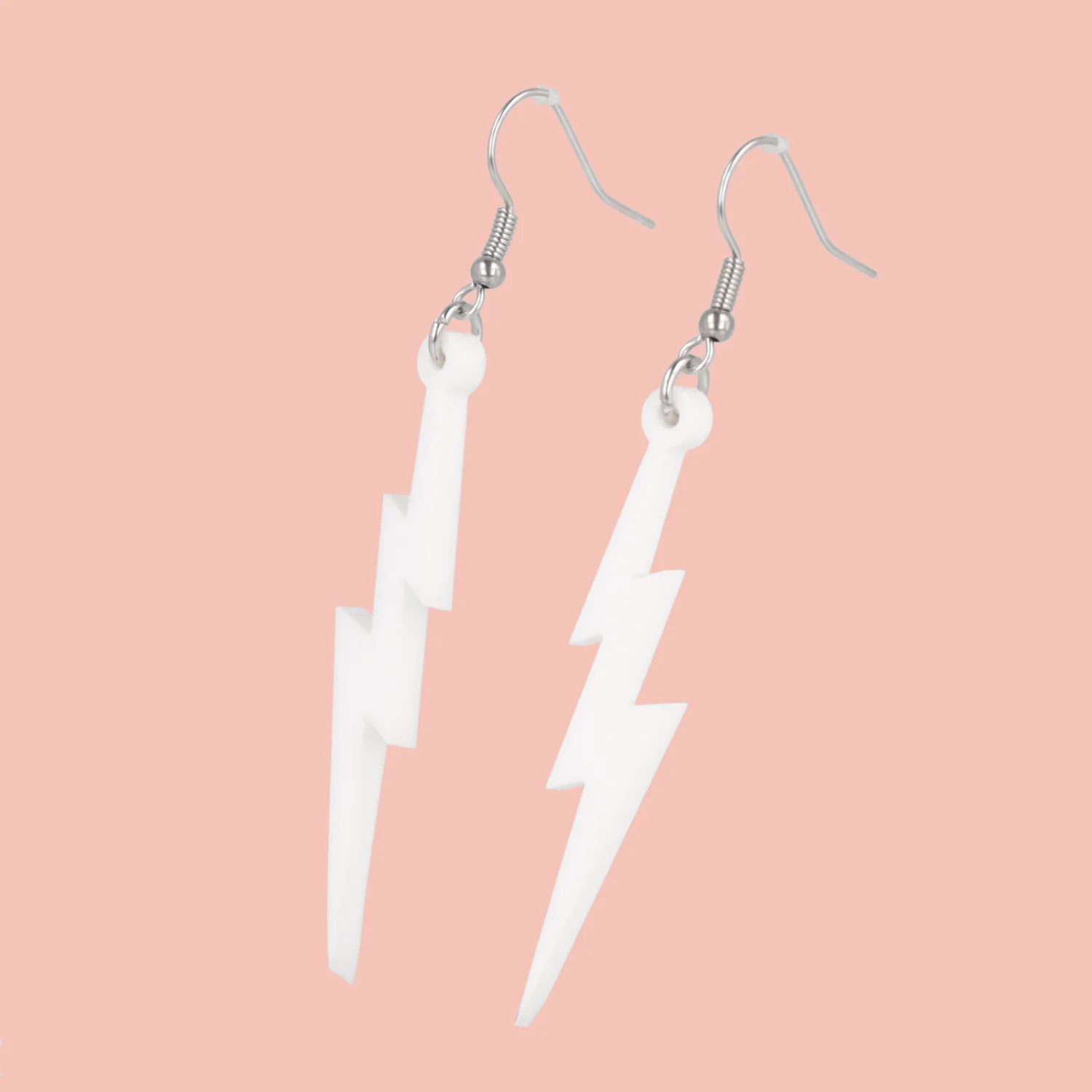 White Lightning Bolt Earrings - Image 2