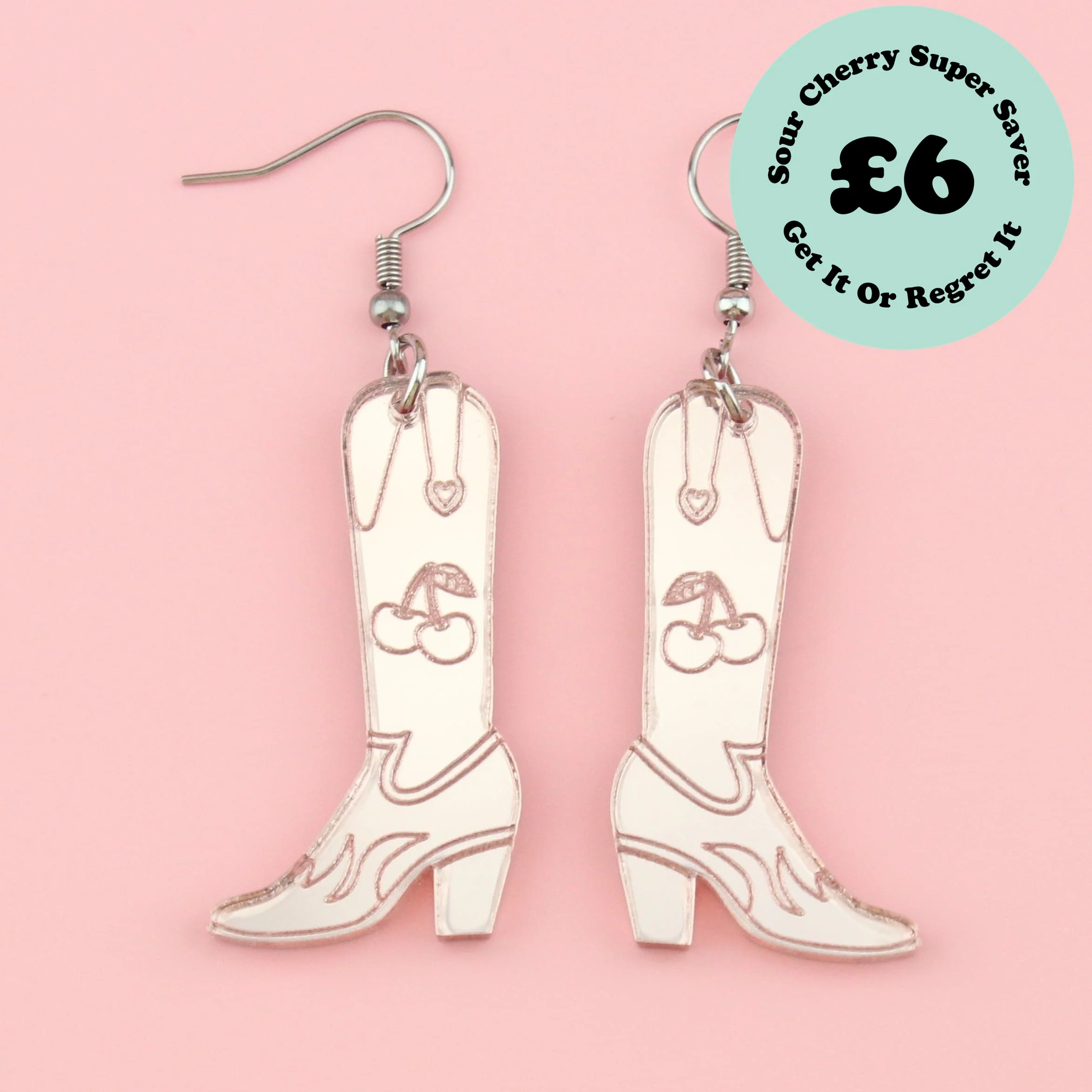 Working 9-5 Rose Gold Cowgirl Boot Earrings