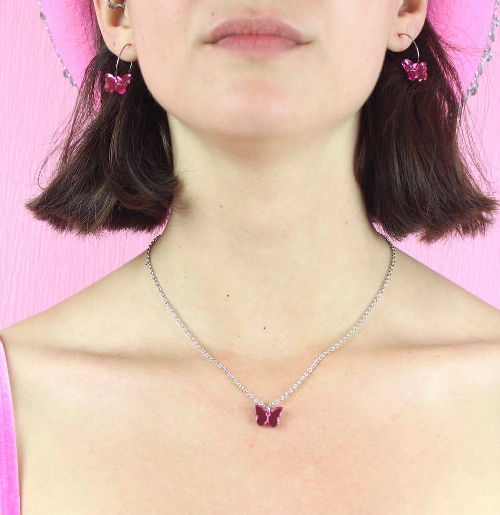 You're My Butterfly, Sugar Baby Hoop Earrings (Pink Mirror) - Image 8